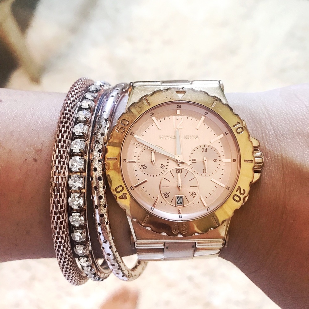 Rose Gold Michael Kors Chronograph watch.